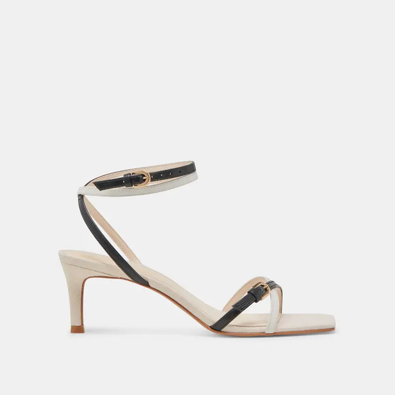 Bamby Heels White Black Leather 1