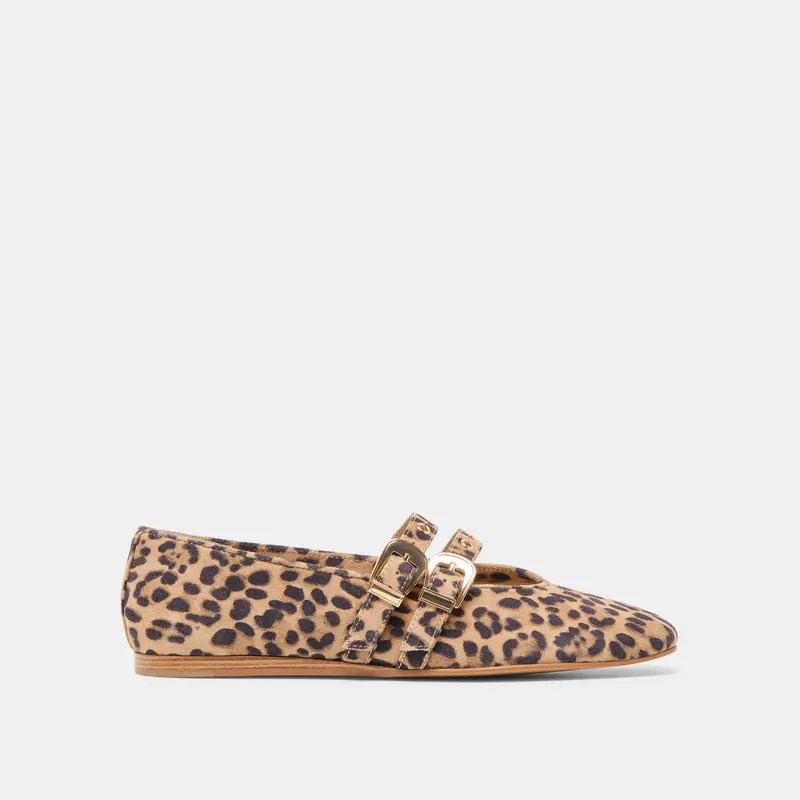 Baylee Grommet Ballet Flats Dk Leopard Printed Suede 1