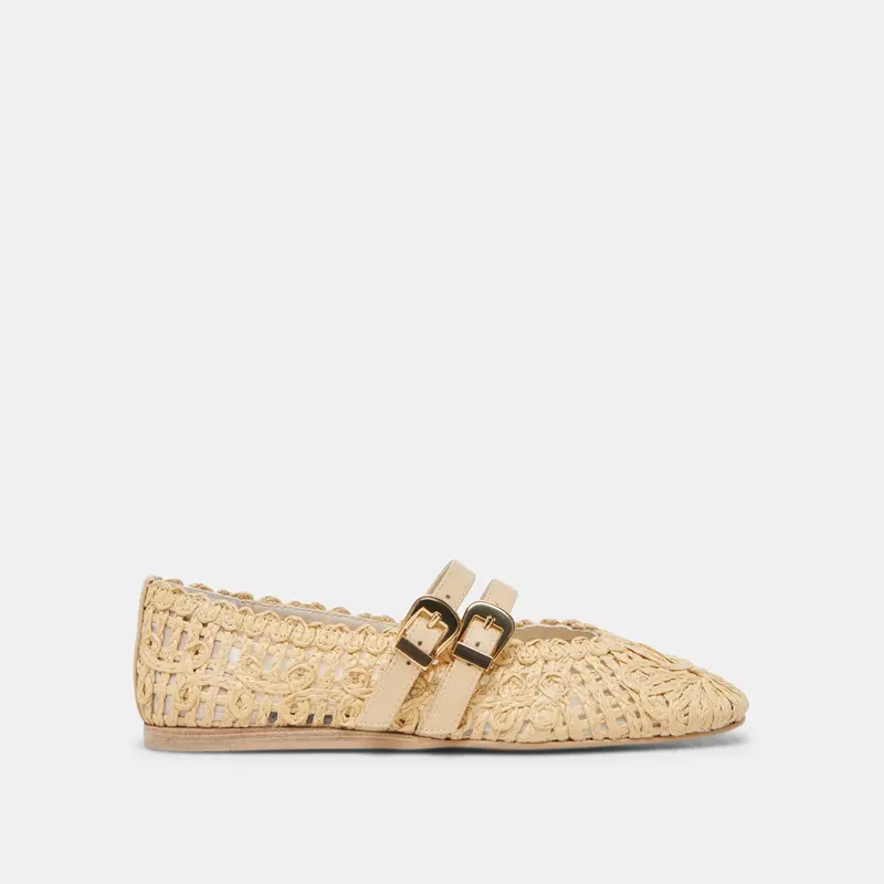 Baylee Sunflower Wide Ballet Flats Lt Natural Macrame 1