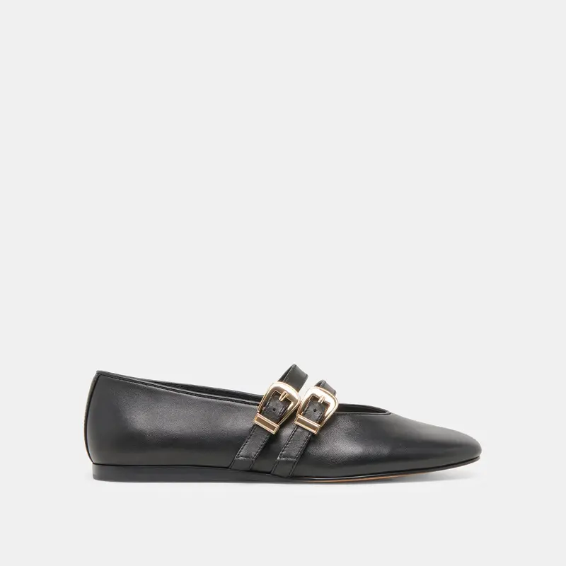 Baylee Wide Ballet Flats Black Leather - Re:Vita 1