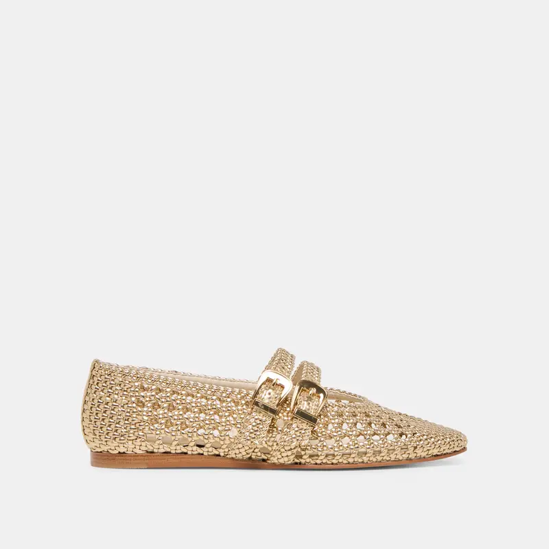 Baylee Woven Ballet Flats Gold Woven Stella 1