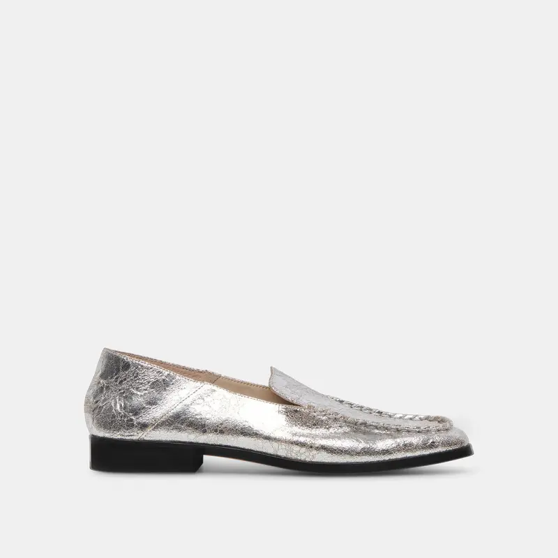 Beny Flats Silver Distressed Leather 1