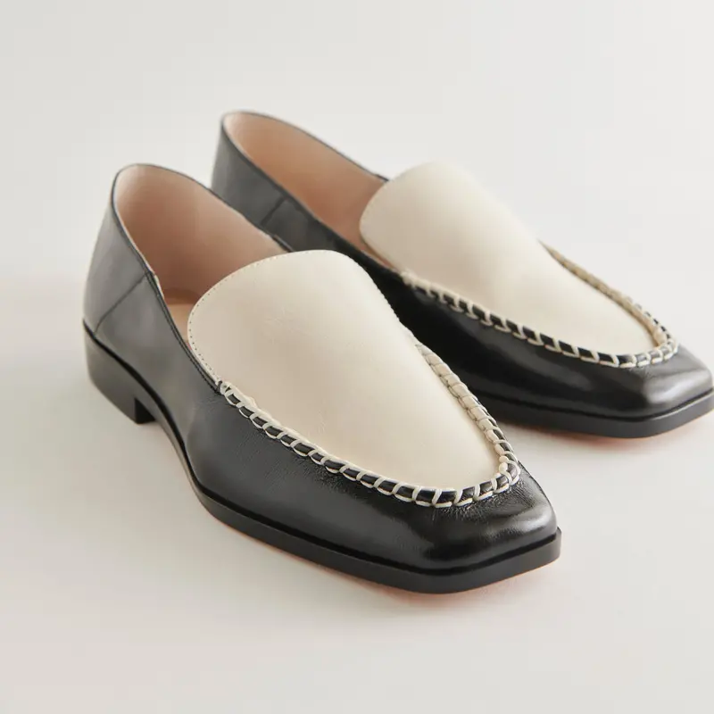 Beny Wide Flats White Black Crinkle Patent - Re:Vita 1