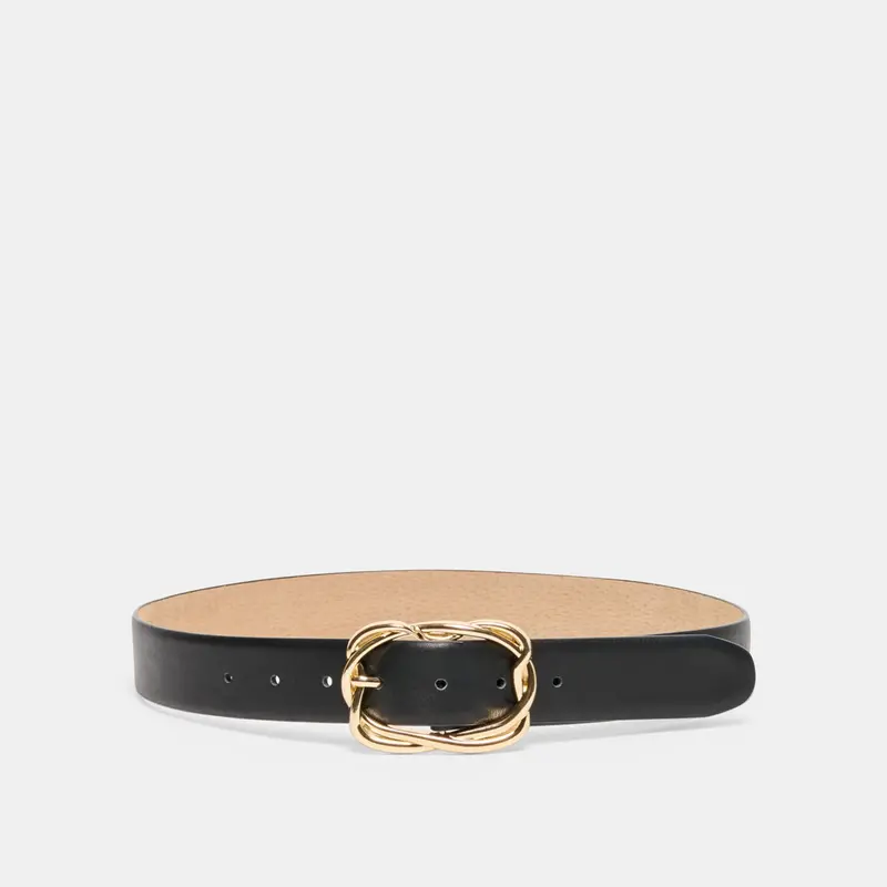 Braided Buckle Belt Black Gold 1