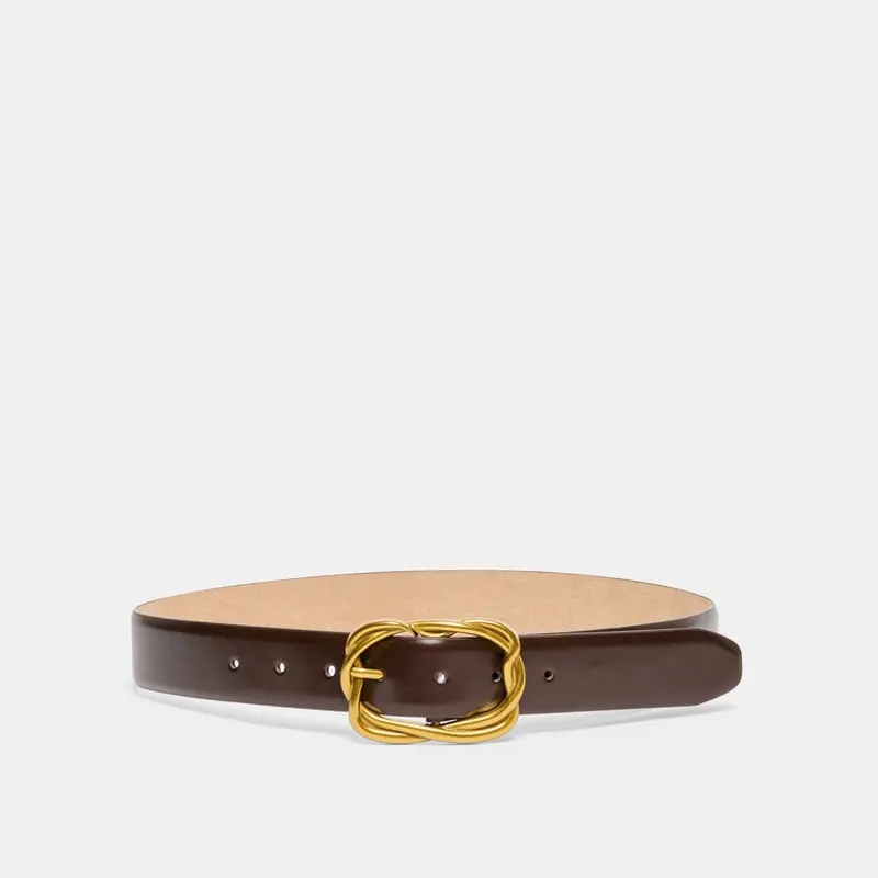 Braided Buckle Belt Mahogany Gold 1