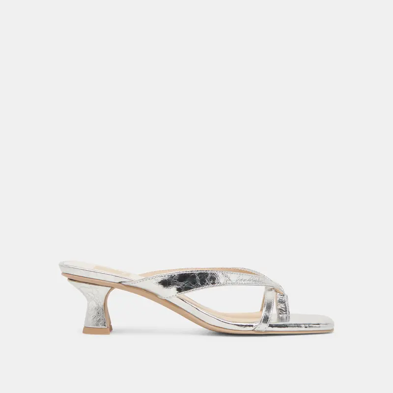 Brevel Heels Silver Distressed Leather 1