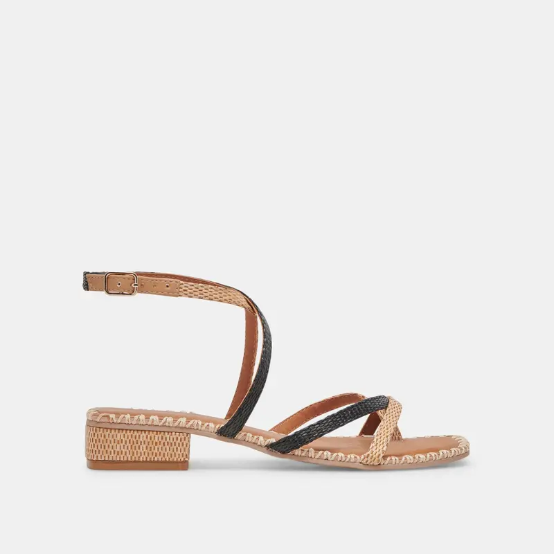 Brinn Sandals Black Natural Raffia - Re:Vita 1