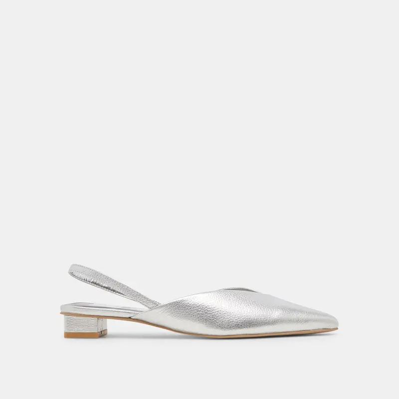 Byanca Flats Silver Distressed Leather - Re:Vita 1