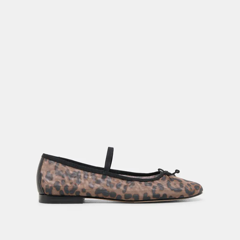 Cadel Ballet Flats Dk Leopard Mesh 1