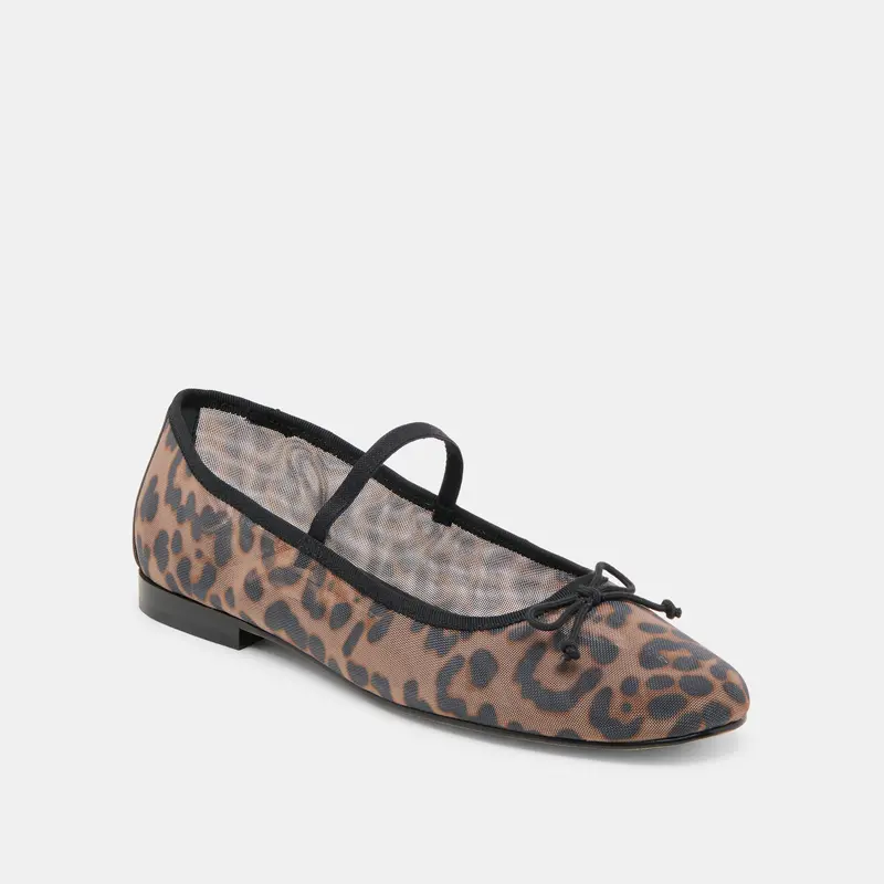 Cadel Ballet Flats Dk Leopard Mesh 3