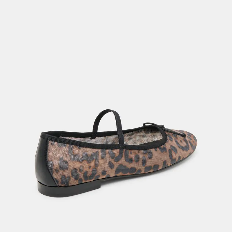Cadel Ballet Flats Dk Leopard Mesh 5