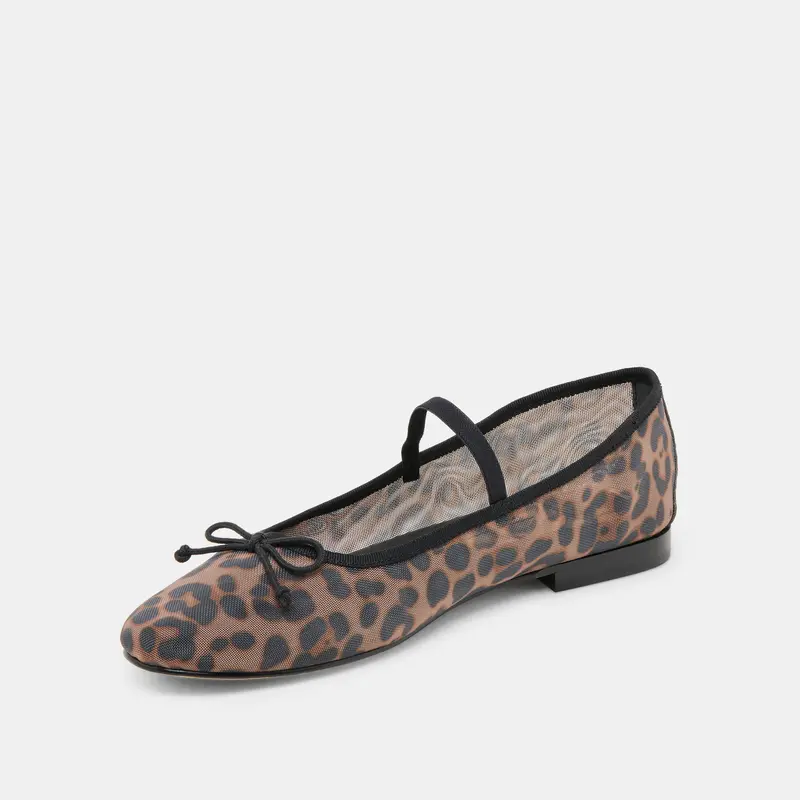 Cadel Ballet Flats Dk Leopard Mesh 7