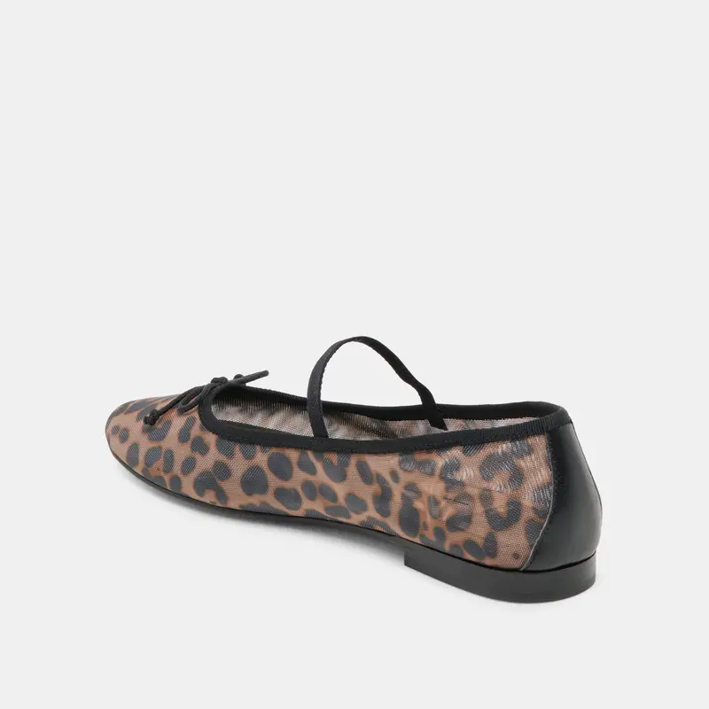 Cadel Ballet Flats Dk Leopard Mesh 9