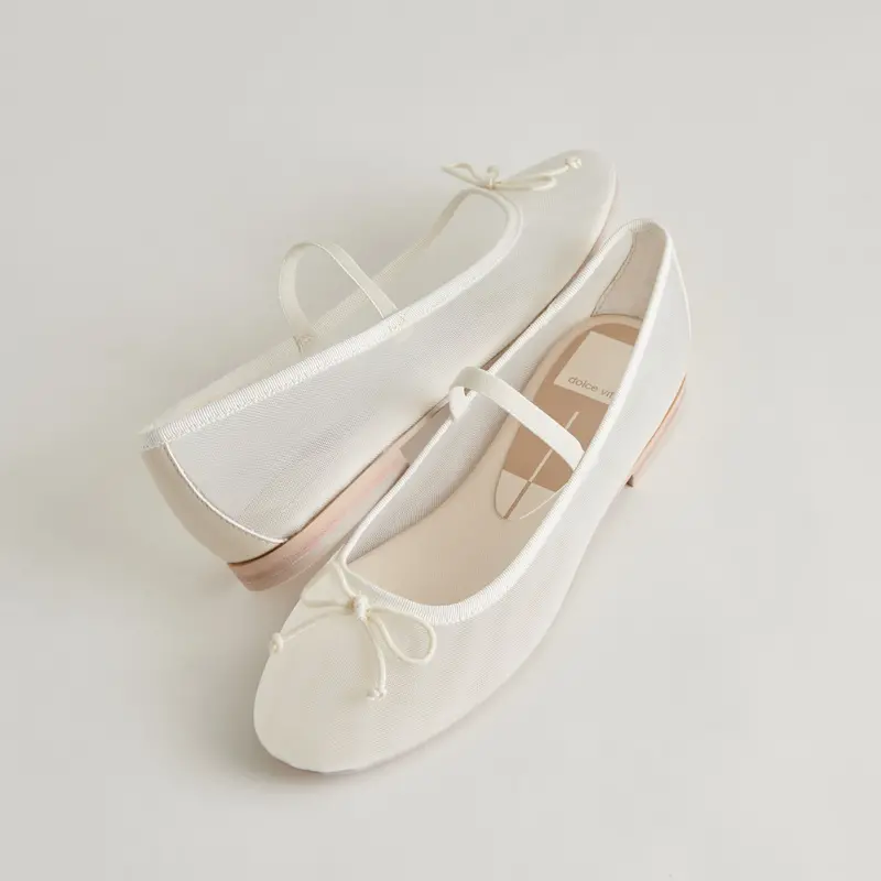 Cadel Ballet Flats Ivory Mesh 1
