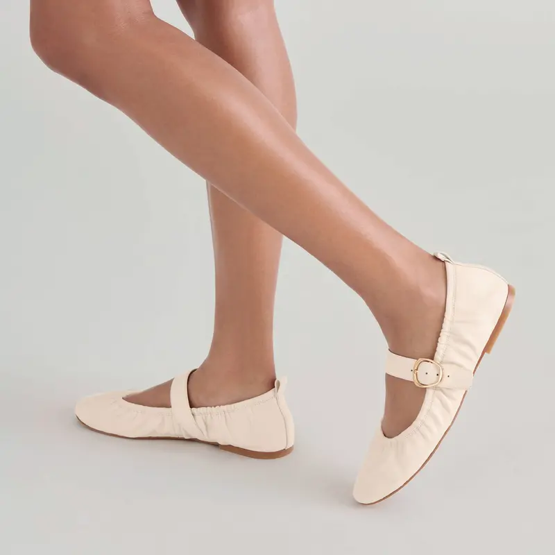 Caely Ballet Flats Bone Leather 8