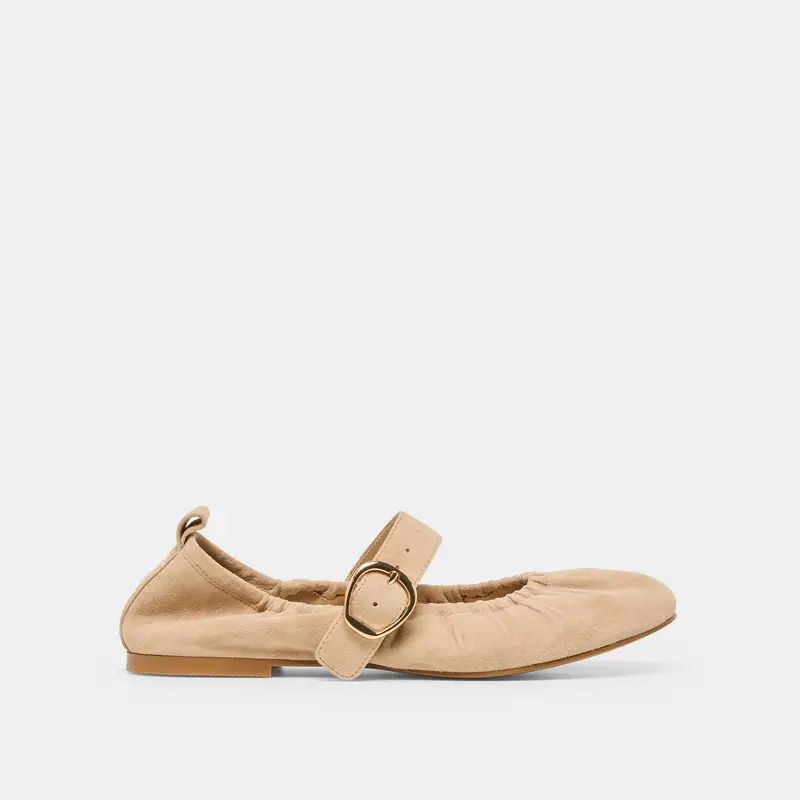 Caely Ballet Flats Camel Suede 1