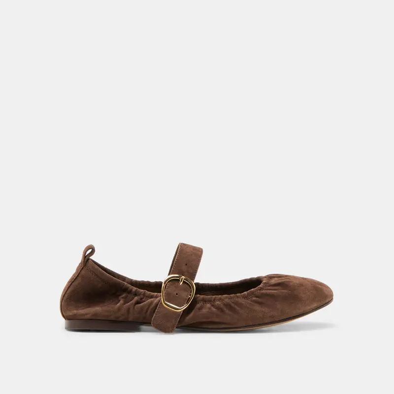 Caely Ballet Flats Dk Brown Suede 1