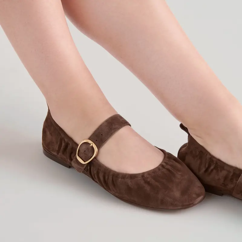 Caely Ballet Flats Dk Brown Suede 10