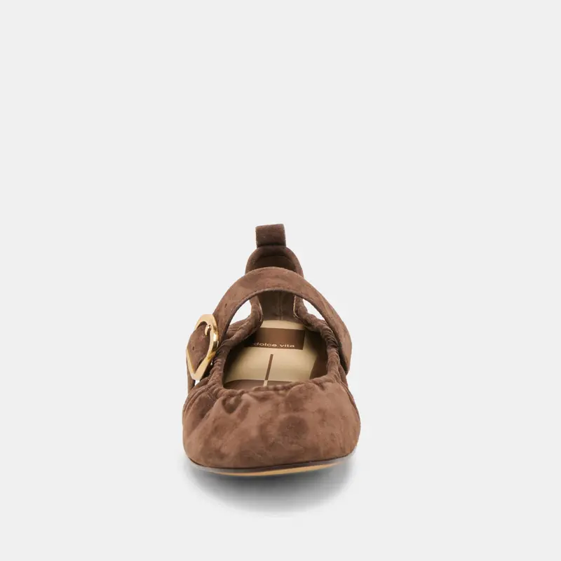 Caely Ballet Flats Dk Brown Suede 11