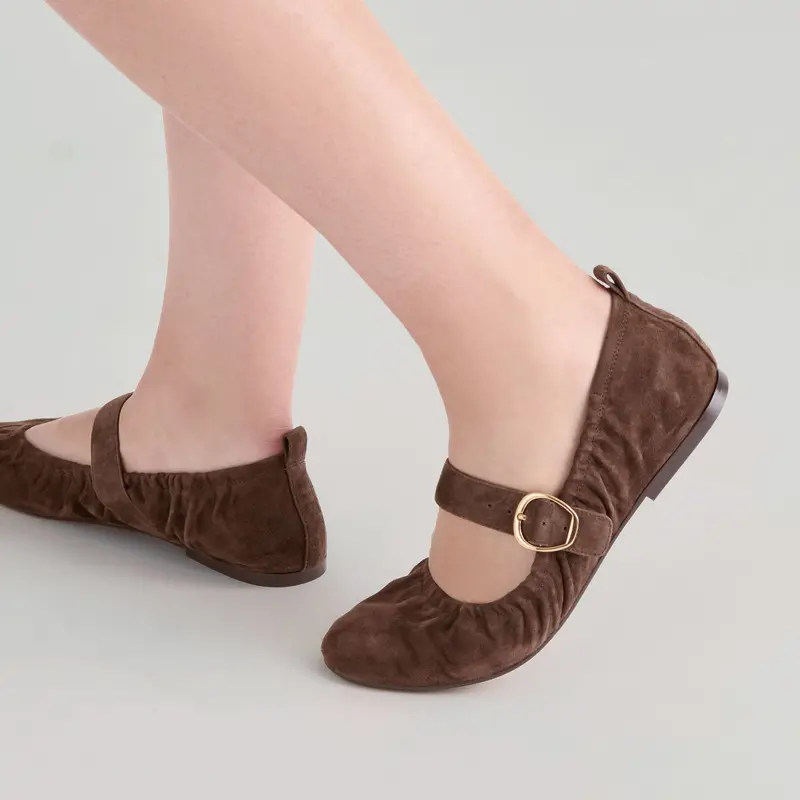 Caely Ballet Flats Dk Brown Suede 12
