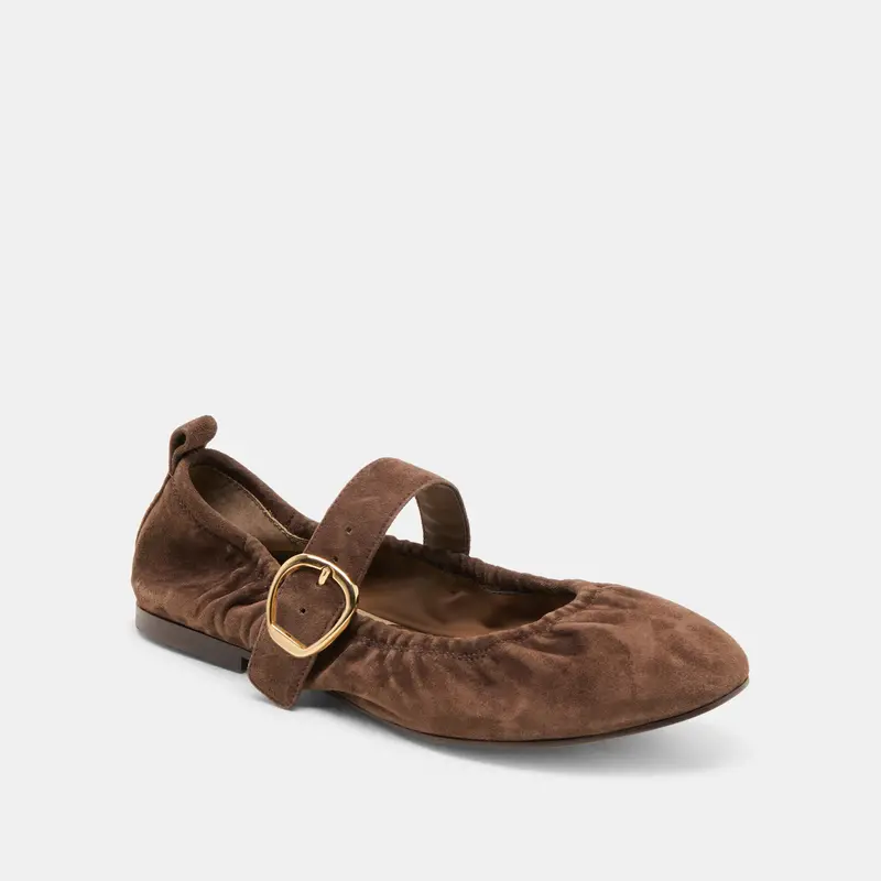 Caely Ballet Flats Dk Brown Suede 3