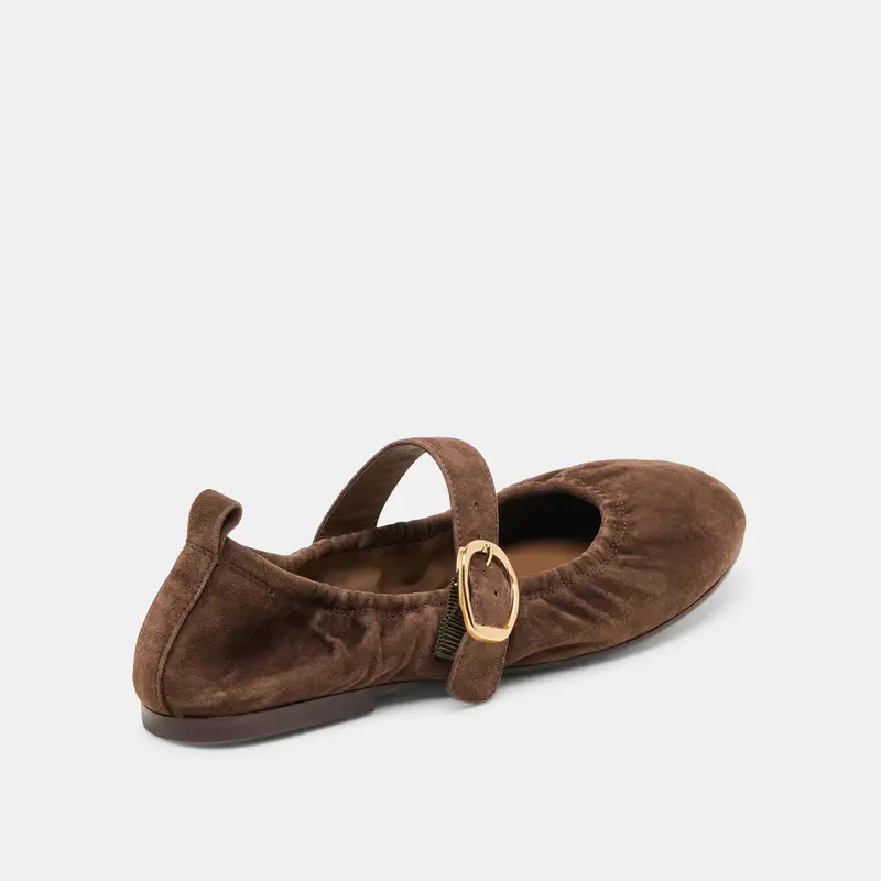 Caely Ballet Flats Dk Brown Suede 5
