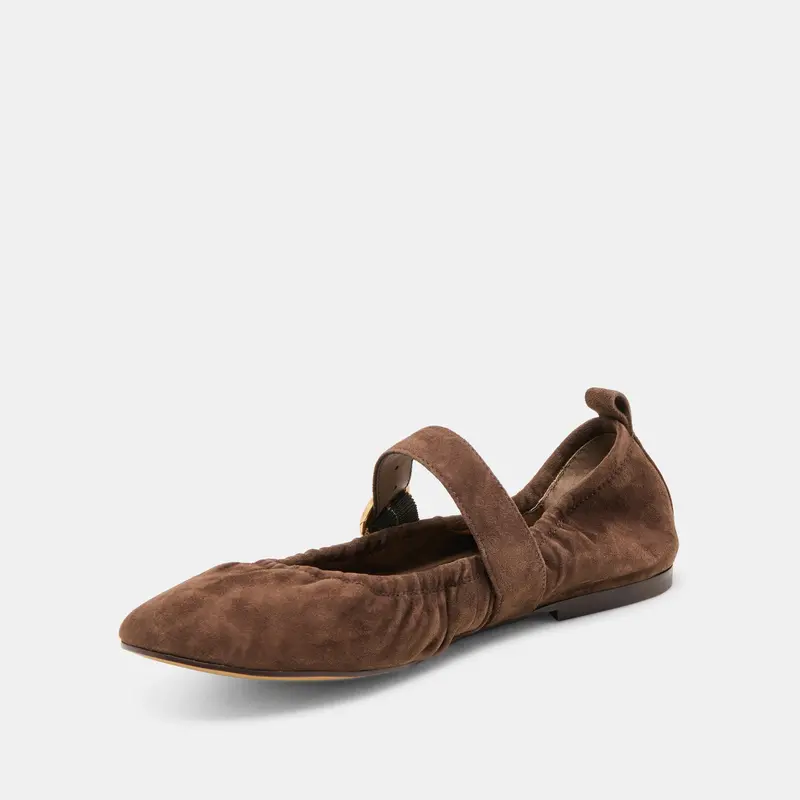 Caely Ballet Flats Dk Brown Suede 7