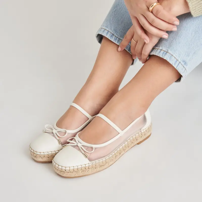 Cambre Ballet Flats White Mesh 2