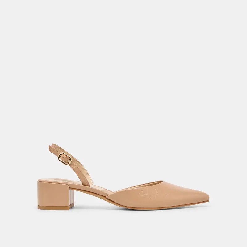 Carel Wide Heels Lt Tan Crinkle Patent Leather 1
