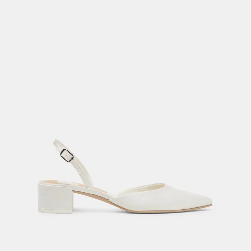 Carel Wide Heels True White Satin 1