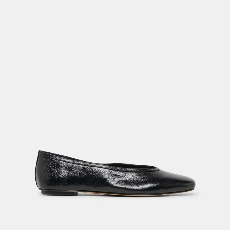 Caret Ballet Flats Black Leather 1