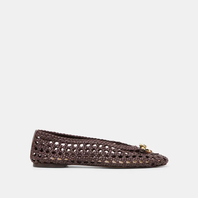 Cason Ballet Flats Dk Brown Woven Leather 1