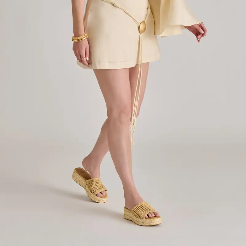 Chavi Mesh Sandals Natural Woven Raffia 2
