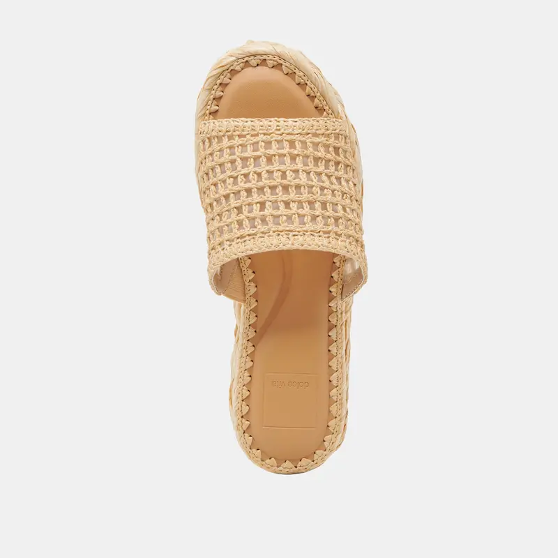 Chavi Mesh Sandals Natural Woven Raffia 9