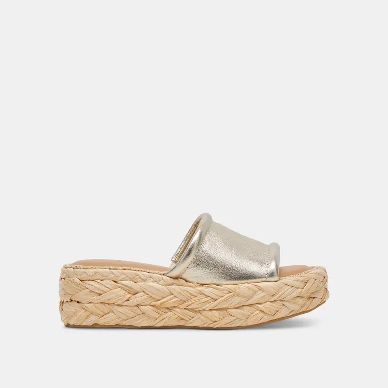 Chavi Wide Sandals Light Gold Metallic Leather - Re:Vita 1