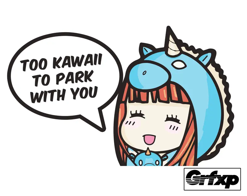 Chibi Too Kawaii To Park With You Printed Sticker 1