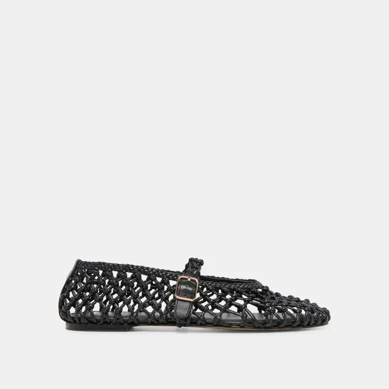 Clair Ballet Flats Black Woven Leather 1