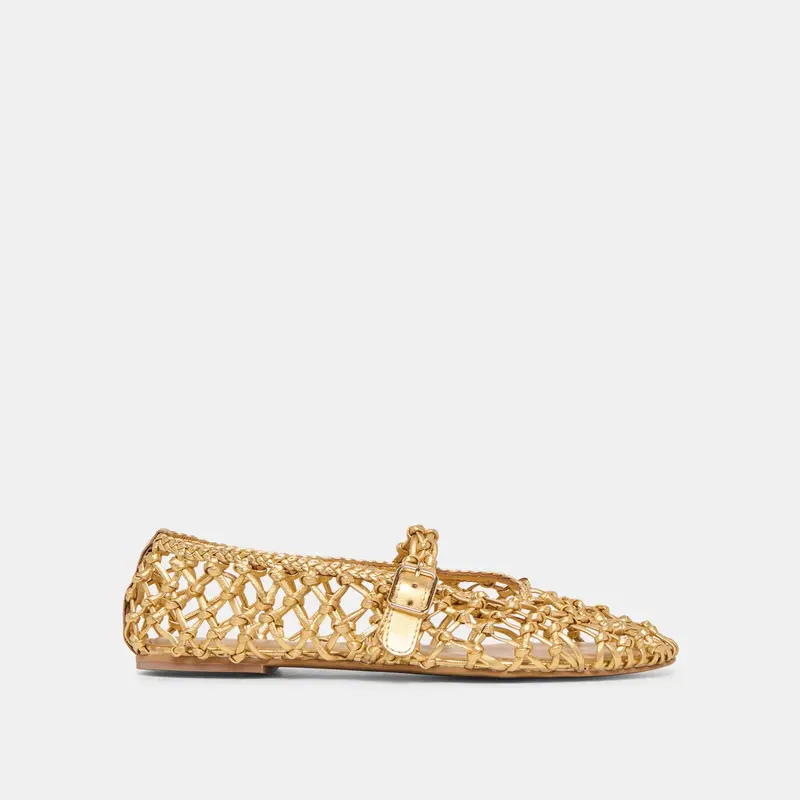 Clair Ballet Flats Gold Woven Leather 1