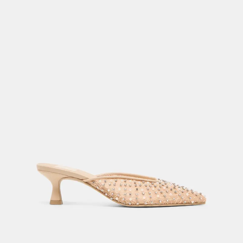 Cleo Pearl Heels Blush Lace Mesh 1
