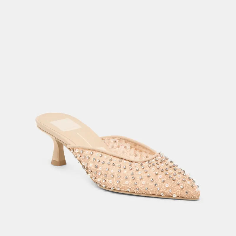 Cleo Pearl Heels Blush Lace Mesh 3