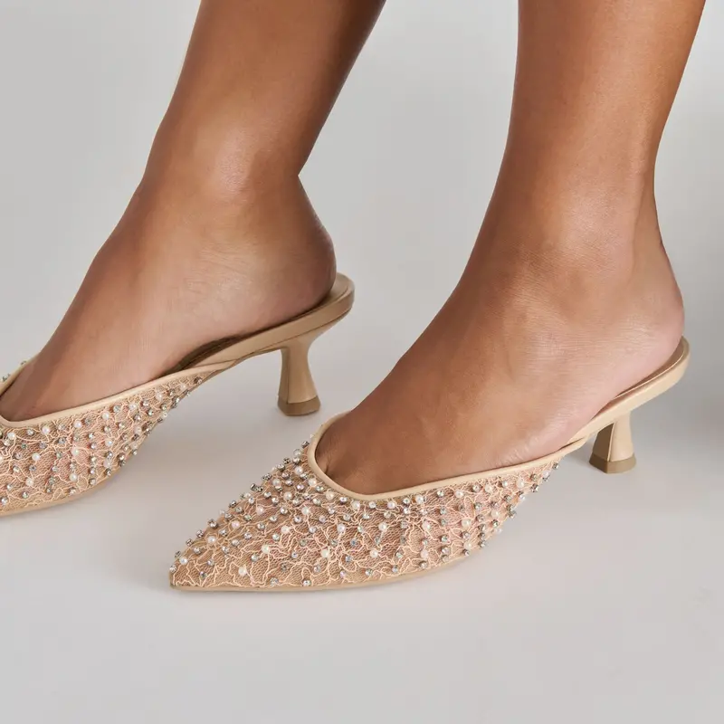Cleo Pearl Heels Blush Lace Mesh 4