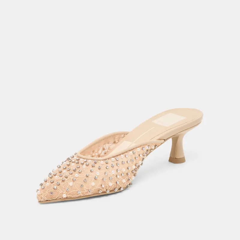 Cleo Pearl Heels Blush Lace Mesh 7