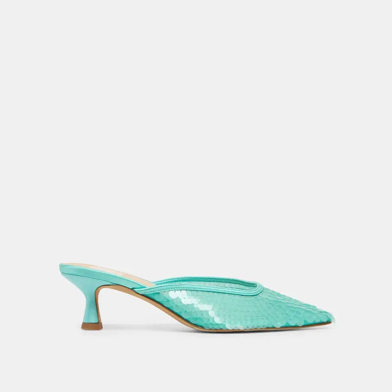 Cleo Sequin Heels Aqua Sequin 1