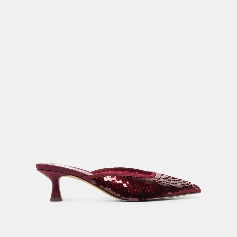 Cleo Sequin Heels Cranberry Sequin 1
