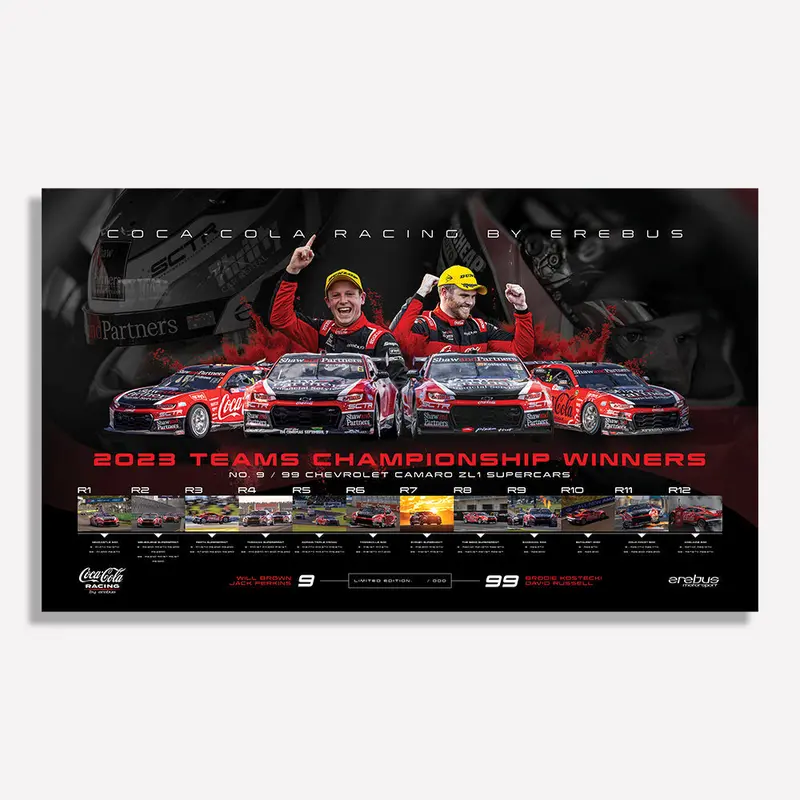 Coca-Cola Racing By Erebus: 2023 Teams Champion -- Limited Print -- Authentic 1