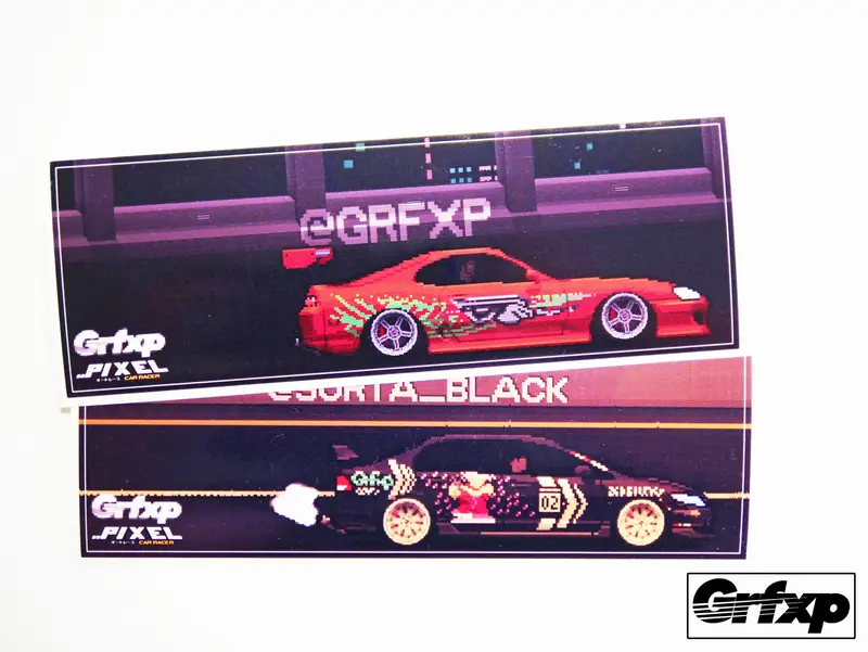 Create Your Own "Custom" Pixel Car Racer Style Printed "Slap" Stickers 1