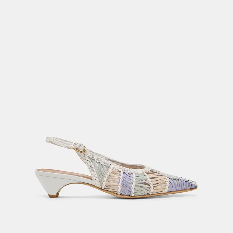Dafney Heels White Multi Woven Leather 1
