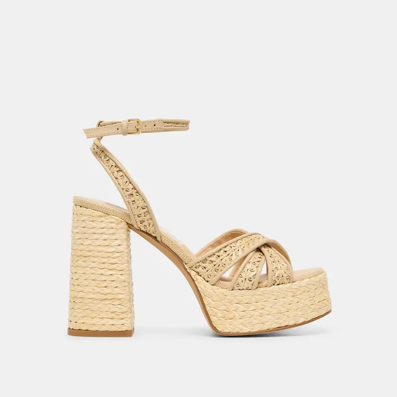 Danila Heels Lt Natural Cross Hatch Raffia 1