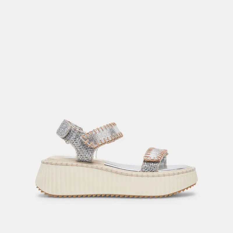 Debra Sandals Silver Distressed Leather - Re:Vita 1