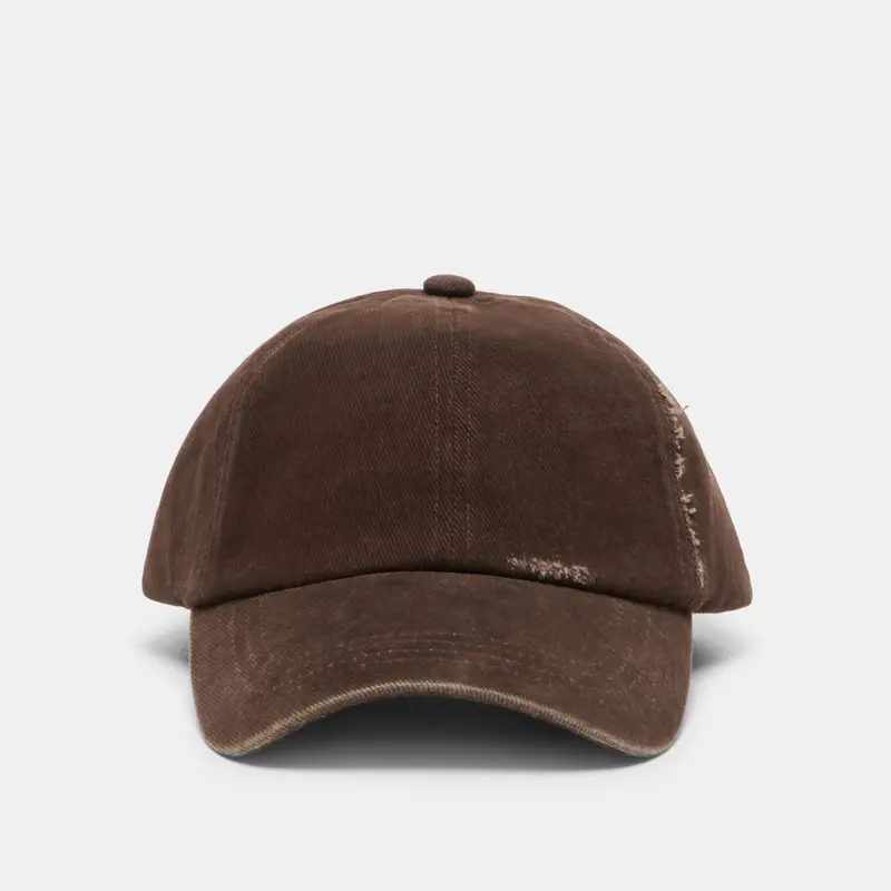 Distressed Baseball Cap Dark Brown 1